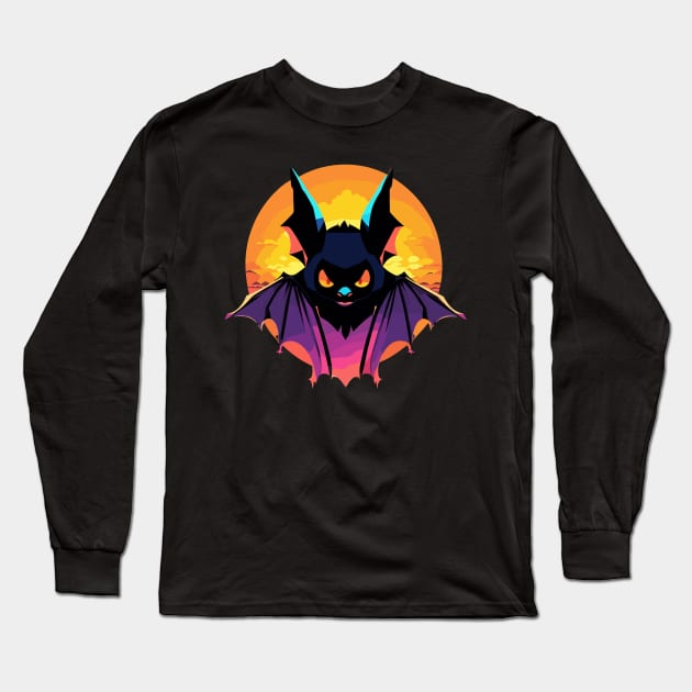 Bat Silhoutte Long Sleeve T-Shirt by TaevasDesign